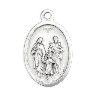 1" Oval Antiqued Silver Oxidized Holy Family Medal