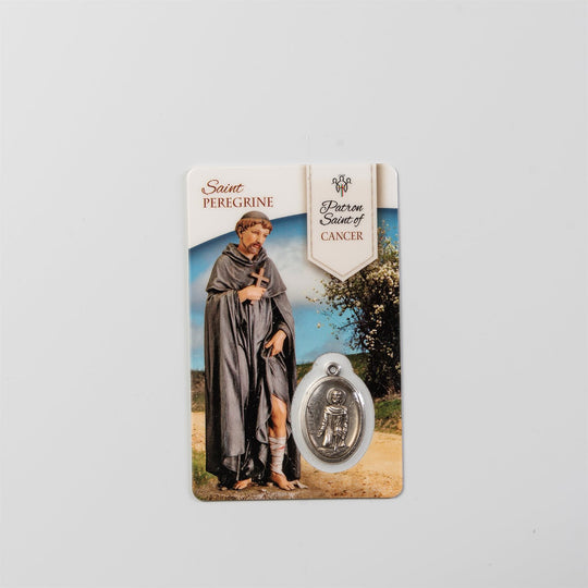 St. Peregrine Prayer Card with Medal โ Patron Saint of Cancer Patients