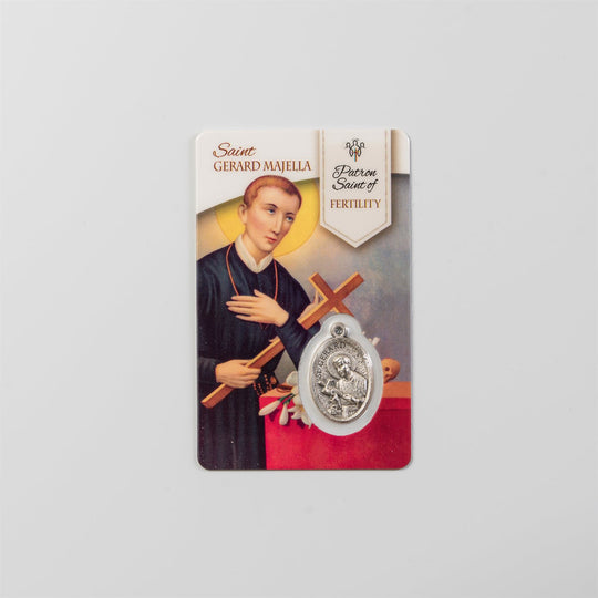 Saint Gerard Majella Prayer Card with Medal โ Patron Saint of Fertility and Expectant Mothers