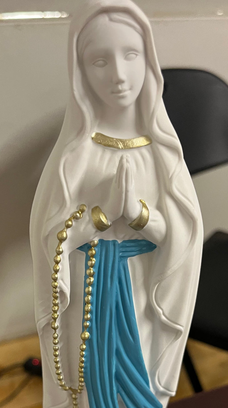Our Lady of Lourdes 7 & 1/2 inch Traditional White Statue - Direct From Lourdes!!