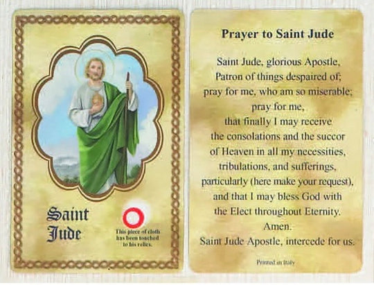 St. Jude Relic Prayer Card β A Powerful Symbol of Hope and Miracles