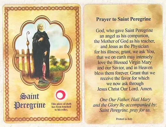 St. Peregrine Relic Prayer Card β A Powerful Symbol of Healing and Hope