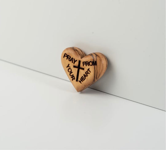 Olive Wood Engraved Heart β "Pray from Your Heart"