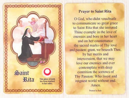 St. Rita Relic Prayer Card β A Symbol of Hope and Perseverance