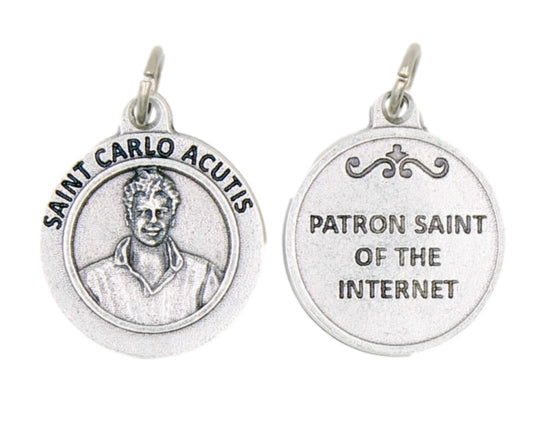 3/4" Round St. Carlo Acutis Medal β Patron Saint of the Internet