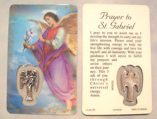Archangel Gabriel Prayer Card with Medal