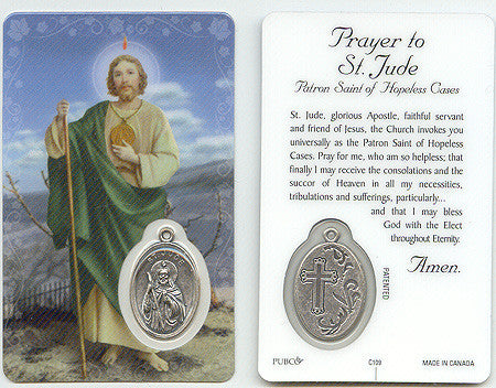 St. Jude Prayer Card with Medal