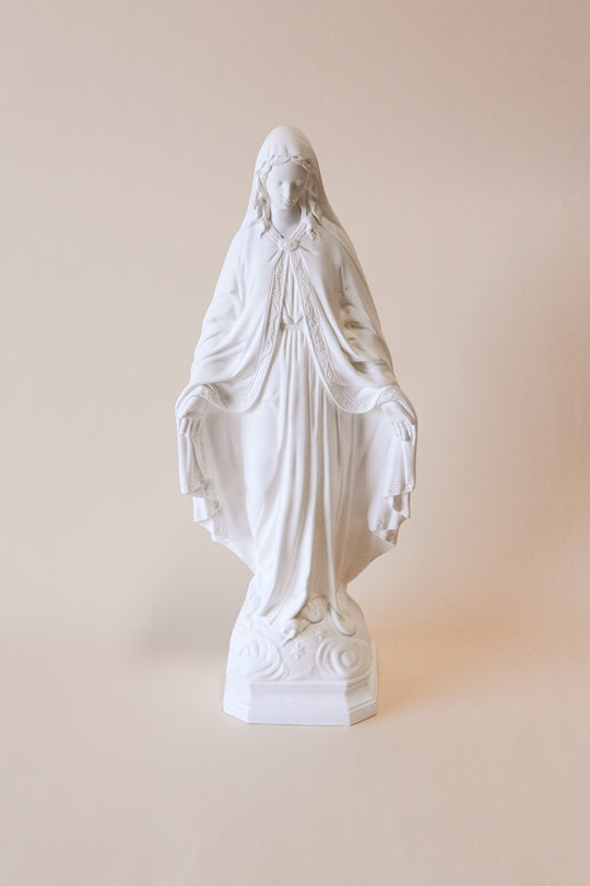 24" Our Lady of Grace All-White Outdoor Statue