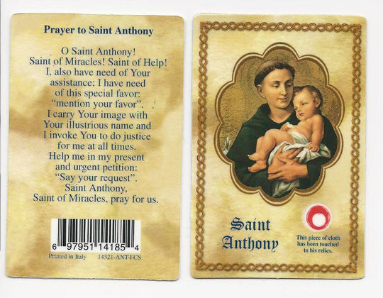 St. Anthony Relic Prayer Card β A Powerful Symbol of Faith and Miracles