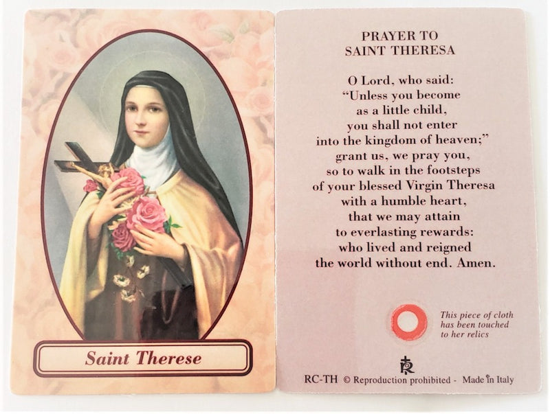 St. Therese Relic Prayer Card