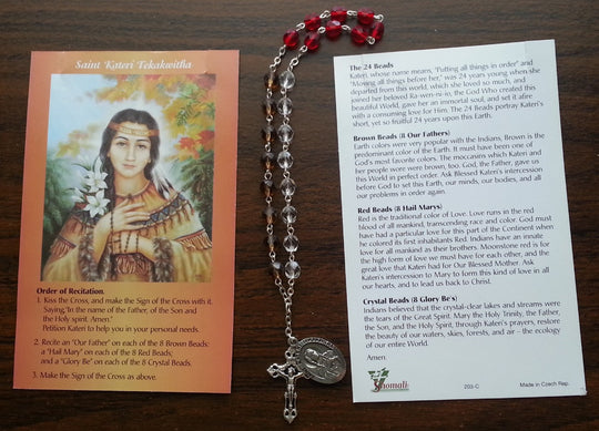 St. Kateri Tekakwitha Rosary Chaplet with Prayer Card 