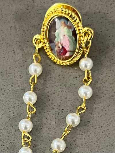 Guardian Angel Rosary Lapel Pin
