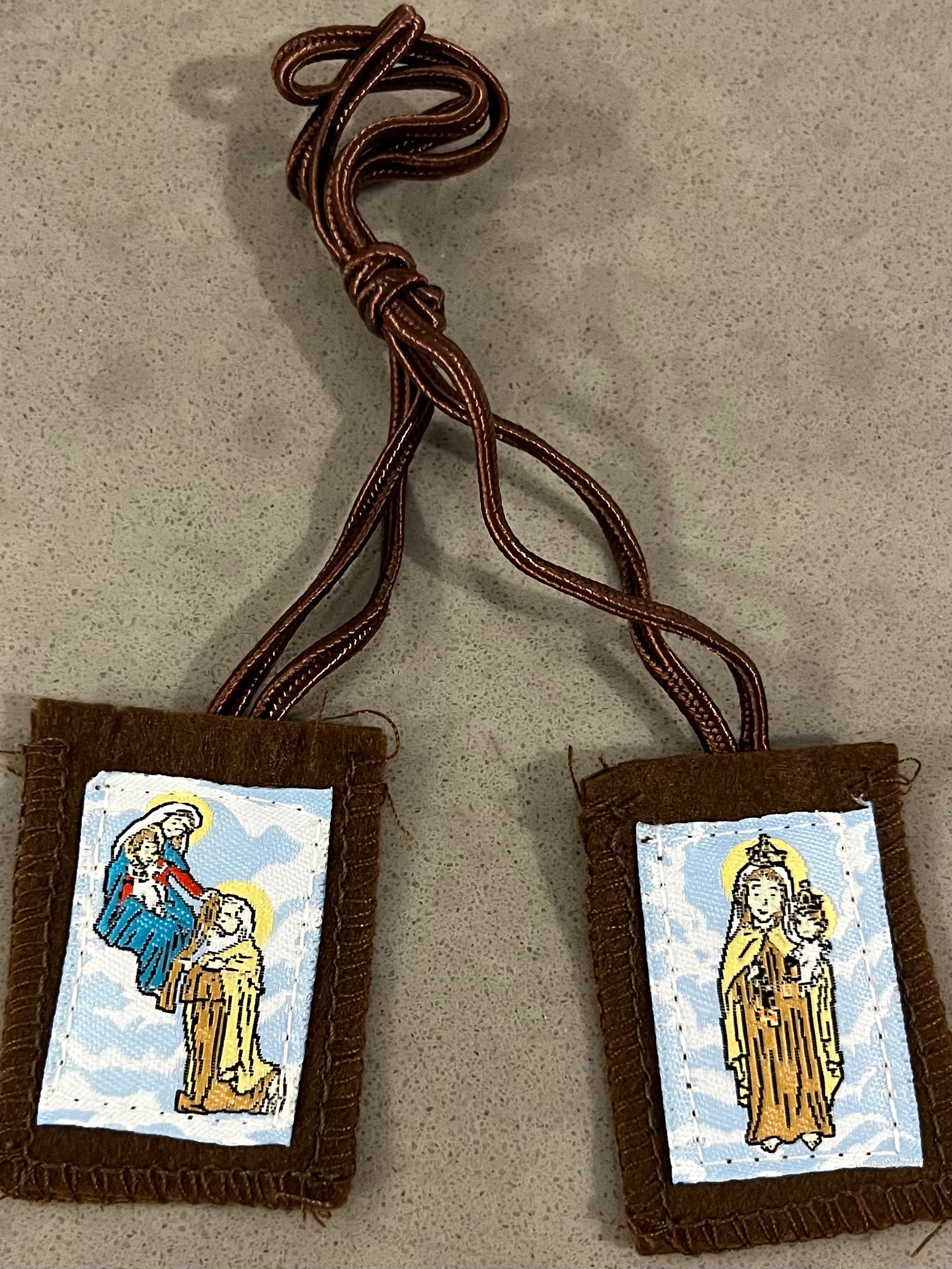Mini Saints Brown Wool Scapular Discount Catholic Store