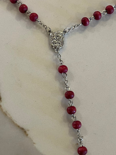 Rose-scented Rosary with Holy Family Center and Silver Cross - ON SALE!!!