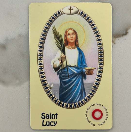 St. Lucy Relic Prayer Card β A Symbol of Faith and Healing