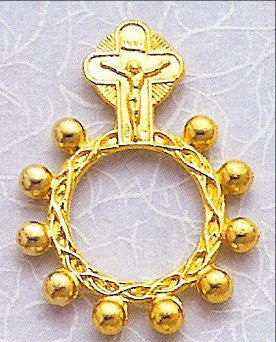Gold Tone Metal Rosary Ring
