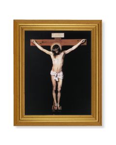 Crucifixion Textured Art - 10" x 12" Gold Leaf Finish Beveled Frame with 8" x 10" Print