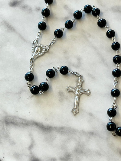 Black Acrylic Rosary