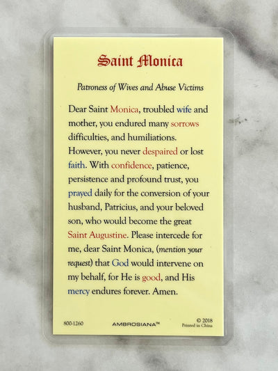 Saint Monica Prayer Card