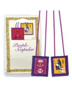 Benediction and Protection Purple Wool Scapular in Deluxe Packaging