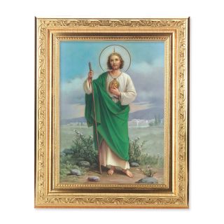 Saint Jude Framed Artwork - 8 1/4" x 10 1/4" Gold Ornate Frame with a 6" x 8"  Print