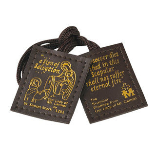 Traditional Brown Leather Scapular