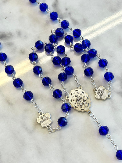 Blue 'Sapphire Crystal' Crown Acrylic Rosary