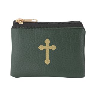 Emerald Green Calf-Grained Green Leatherette Rosary Pouch