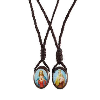 Traditional Brown Oval Wood Scapular