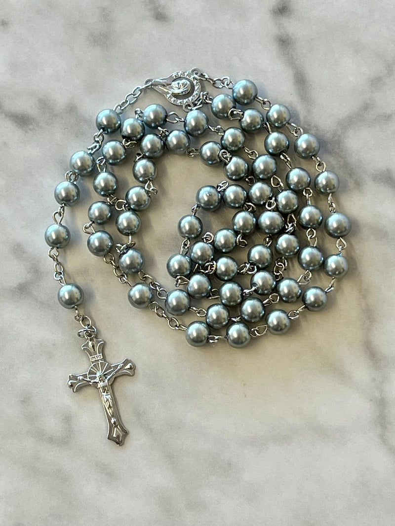 Silver Acrylic Rosary