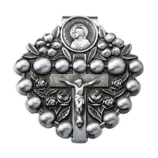 Rosary Auto Visor Clip – Antique Silver Finish