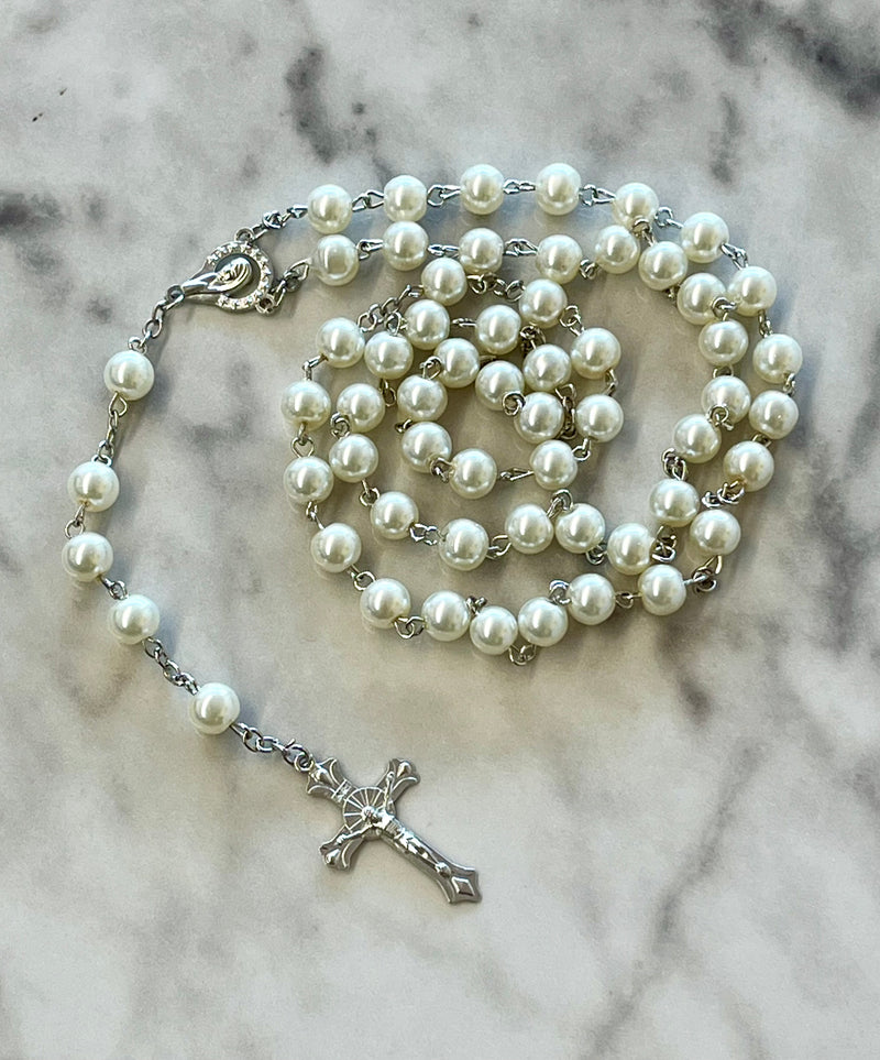 White Acrylic Rosary