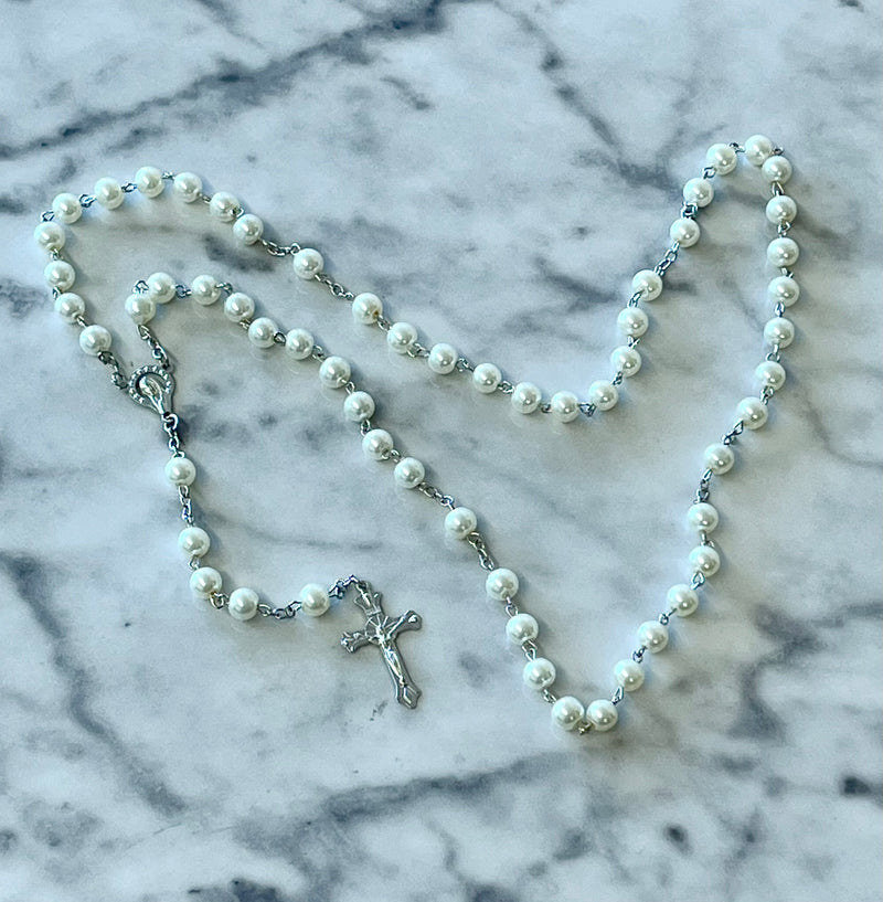 White Acrylic Rosary