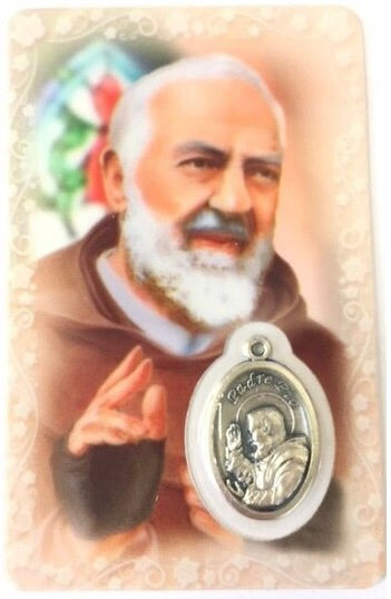 St. Padre Pio Prayer Card with Medal&nbsp;