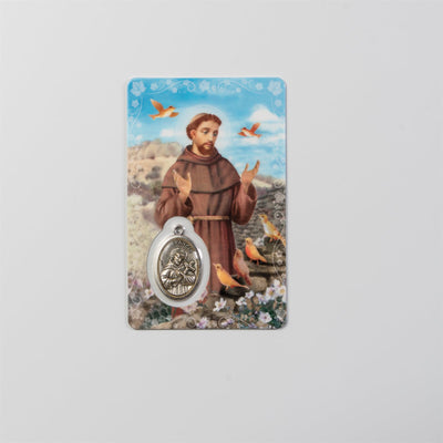 St. Francis of Assisi Prayer Card with Medal