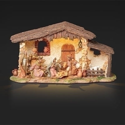 MUSICAL and LIGHTED NATIVITY STABLE - 5 inches tall