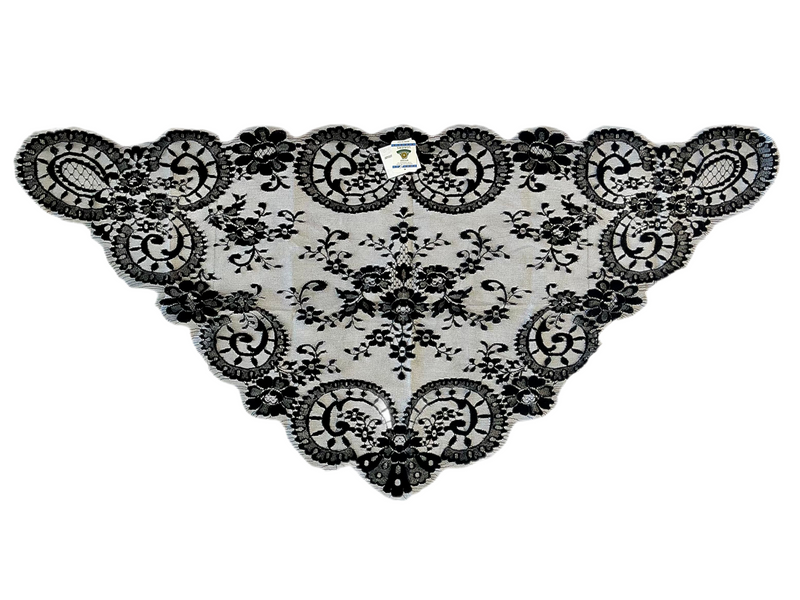 Black Medallion Mass Veil - Handcrafted in France