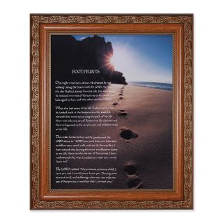 10" x 12" Ornate Wood Frame with 8" x 10" Footprints Print – A Timeless Reminder of Faith and Strength