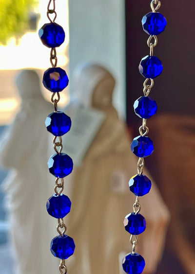 Blue 'Sapphire Crystal' Crown Acrylic Rosary