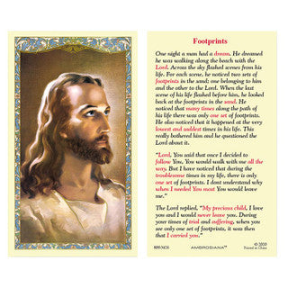 Footprints Head of Christ Laminated Holy Card