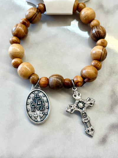 Olive Wood Rosary Bracelet