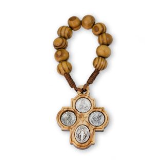 One Decade Olive Wood Four-Way Finger Rosary