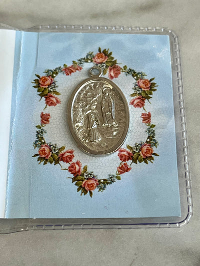 Our Lady of Lourdes Prayer Card and Medal Little Tiny Booklet