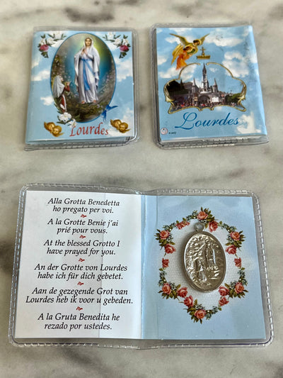 Our Lady of Lourdes Prayer Card and Medal Little Tiny Booklet