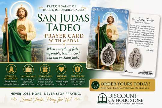 San Judas Jadeo Tarjeta de Oración - San Judas (St. Jude) Prayer Card with Medal