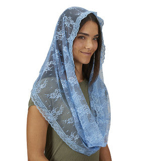 Light Blue Chapel Veil with Tassels - 2-pack