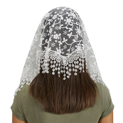 White Chapel Veil with Tassels - 2-pack