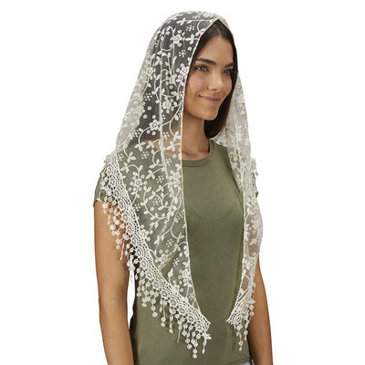 Ivory Chapel Veil with Tassels - 2-pack