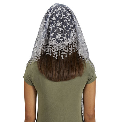 Gray Chapel Veil with Tassels - 2-pack