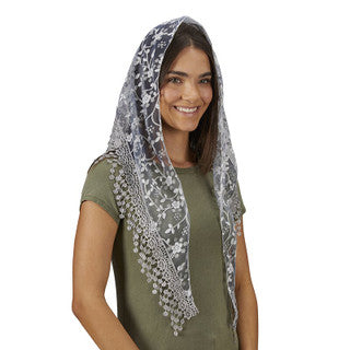 Gray Chapel Veil with Tassels - 2-pack